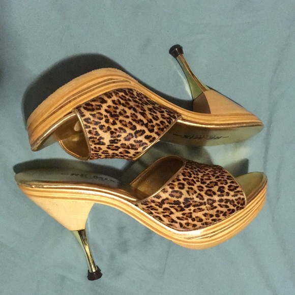 Re-Mix/Polly’s of Hollywood Leopard Print Size 8 Stiletto Slides - Picture 3 of 7